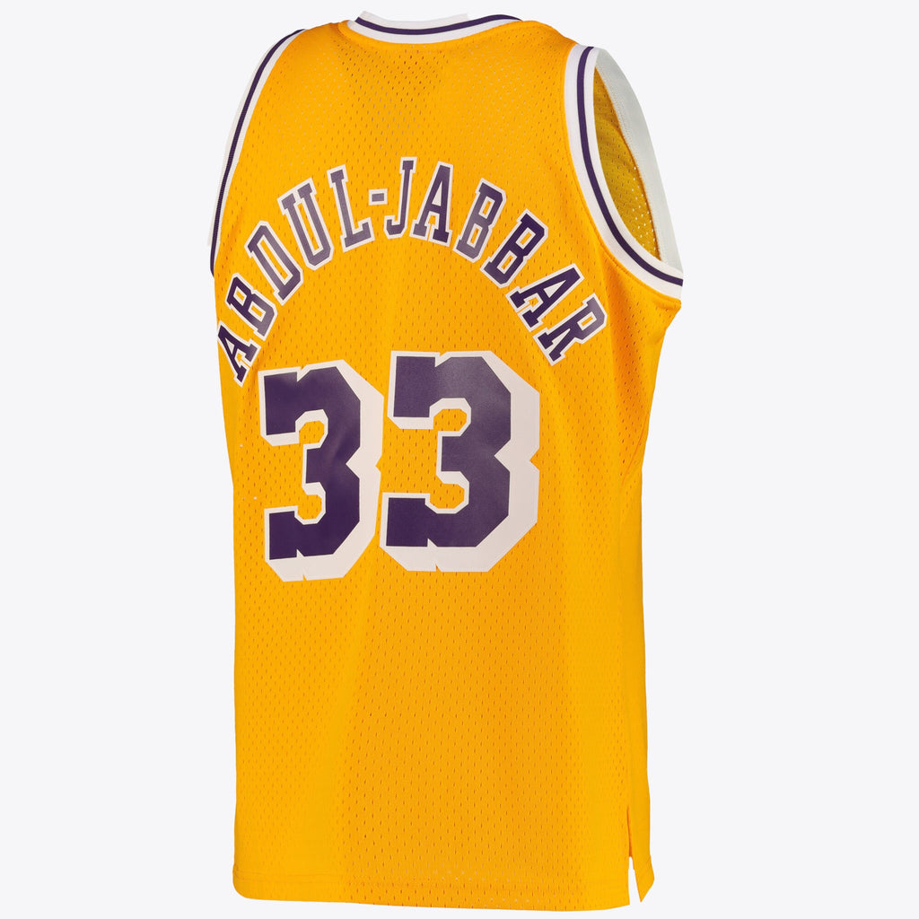 Los Angeles Lakers Kareem Abdul-Jabbar Road Swingman Jersey By Mitchell & Ness - Light Gold